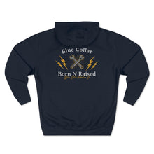 Load image into Gallery viewer, "Born N Raised"Blue Collar Hoodie