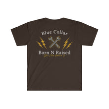 Load image into Gallery viewer, "Born and Raised" Blue Collar T-Shirt