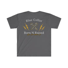Load image into Gallery viewer, "Born and Raised" Blue Collar T-Shirt