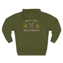 Load image into Gallery viewer, "Born N Raised"Blue Collar Hoodie