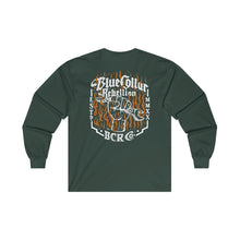 Load image into Gallery viewer, "Blue Collar Rebellion Flames" Long Sleeve T-Shirt