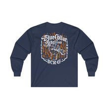 Load image into Gallery viewer, "Blue Collar Rebellion Flames" Long Sleeve T-Shirt