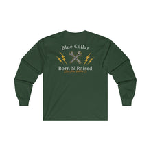 Load image into Gallery viewer, "Born N Raised"Blue Collar Long Sleeve T-Shirt