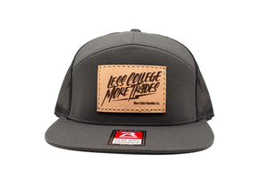 "Less College More Trades" Leather Patch Flat Bill Snapback