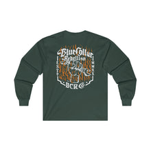 Load image into Gallery viewer, &quot;Blue Collar Rebellion Flames&quot; Long Sleeve T-Shirt
