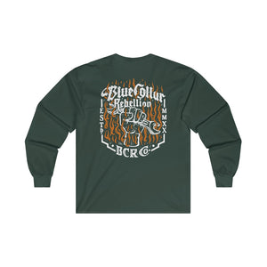 "Blue Collar Rebellion Flames" Long Sleeve T-Shirt
