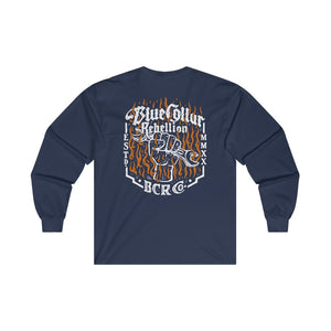 "Blue Collar Rebellion Flames" Long Sleeve T-Shirt