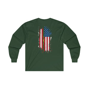 "American Flag Lightning Bolt" Long Sleeve T-Shirt