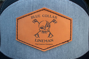 "Blue Collar Lineman" Leather Patch Flat Bill