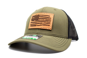 "American Flag" Leather Patch Richardson 112 Hat