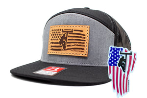 "Lineman Flag" Leather Patch Flat Bill