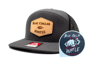 "Blue Collar Hustle" Leather Patch Flat Bill Snapback