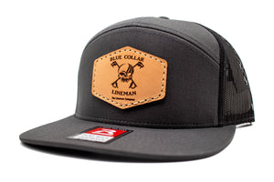 "Blue Collar Lineman" Leather Patch Flat Bill