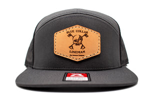 "Blue Collar Lineman" Leather Patch Flat Bill