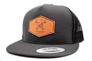 "Blue Collar Lineman" Leather Patch Flat Bill