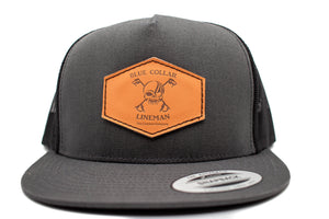 "Blue Collar Lineman" Leather Patch Flat Bill