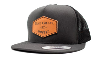 "Blue Collar Hustle" Leather Patch Flat Bill Snapback