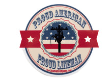 Load image into Gallery viewer, &quot;Proud American, Proud Lineman&quot; 2.5x2.5&quot; Sticker
