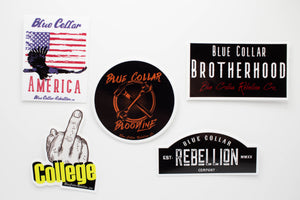 "Blue Collar Bloodline" Crossbones 2.5x2.5" Sticker