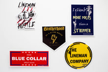 Load image into Gallery viewer, &quot;Lineman Co Brotherhood of a Dying Breed&quot; 2x2&quot; Sticker
