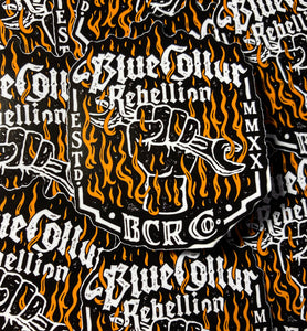 Blue Collar Rebellion Flames" 2x2.5" Sticker